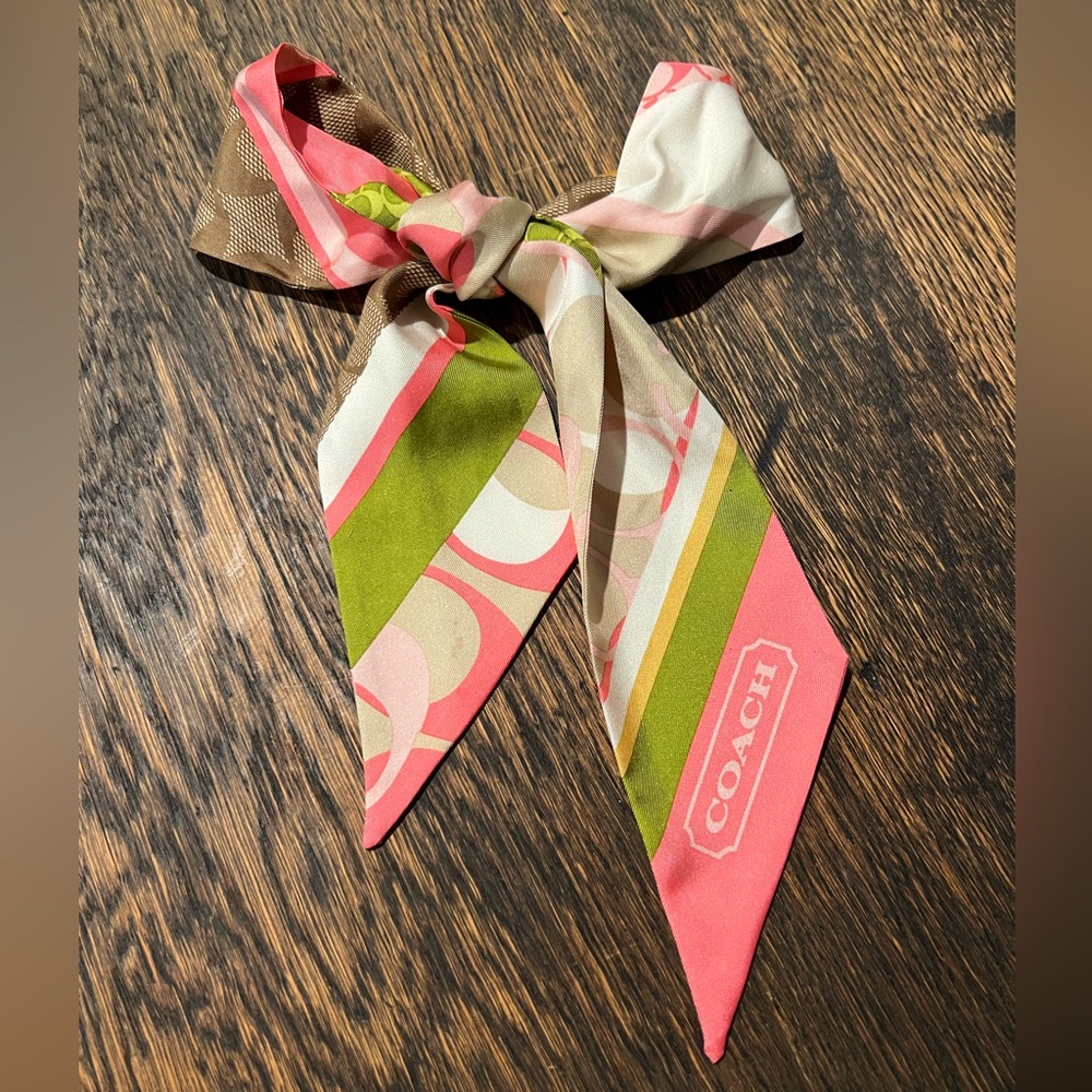 Coach silk ponytail scarf headband purse tie bow